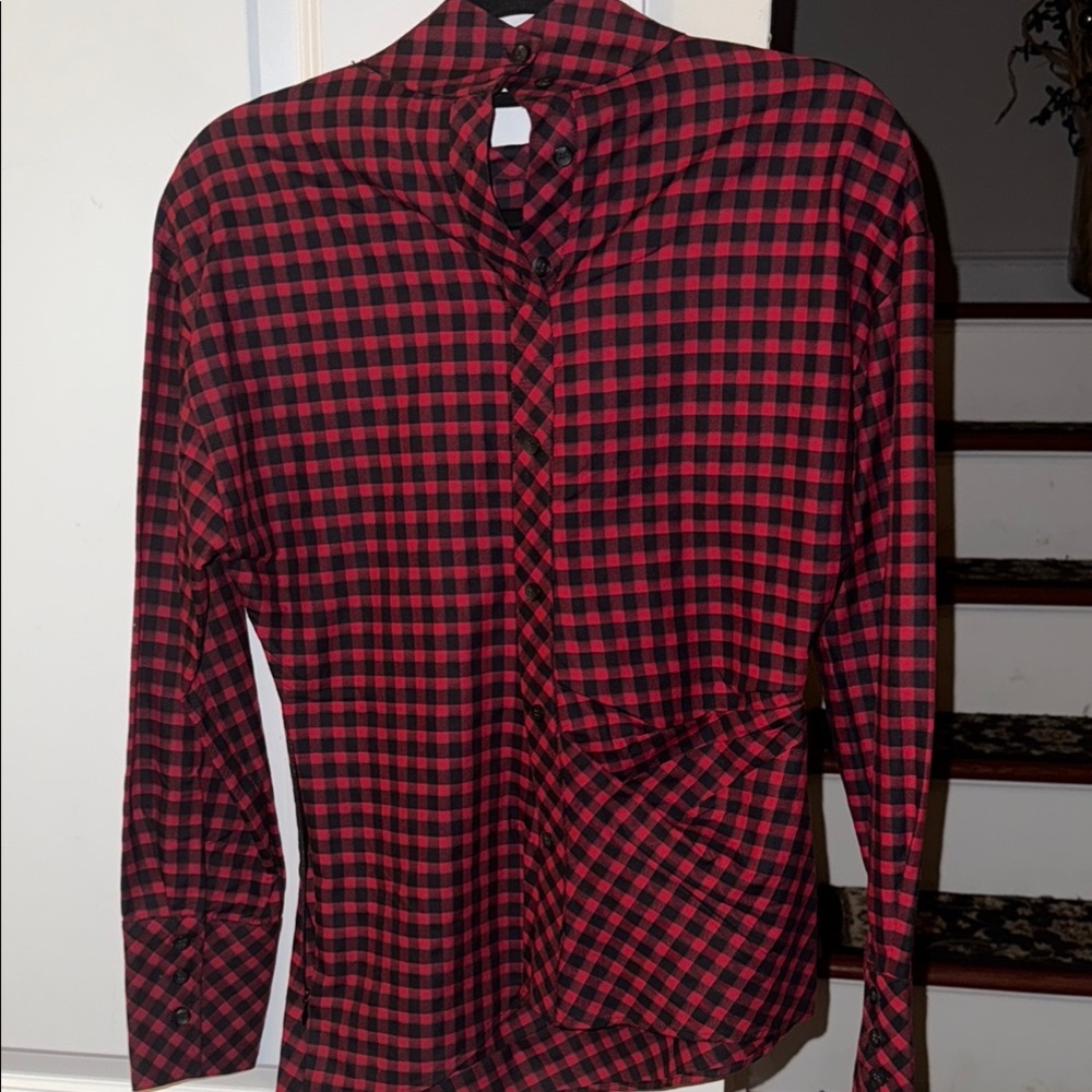 Checkered Ruched Blouse Zara Collection - Picture 6 of 7